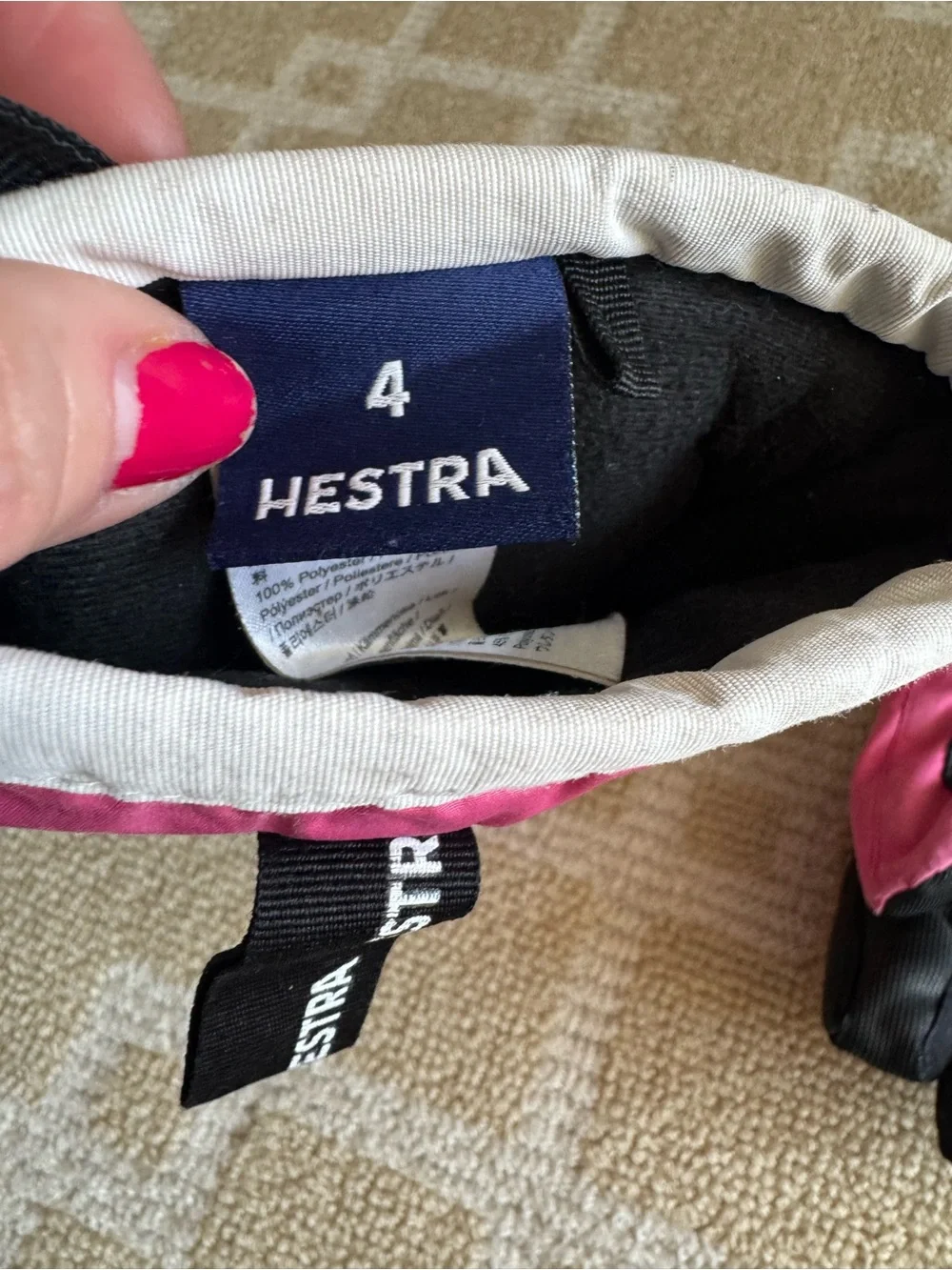 Hestra Gauntlet CZone Jr Waterproof Ski Gloves Pink Black Girls Size 4